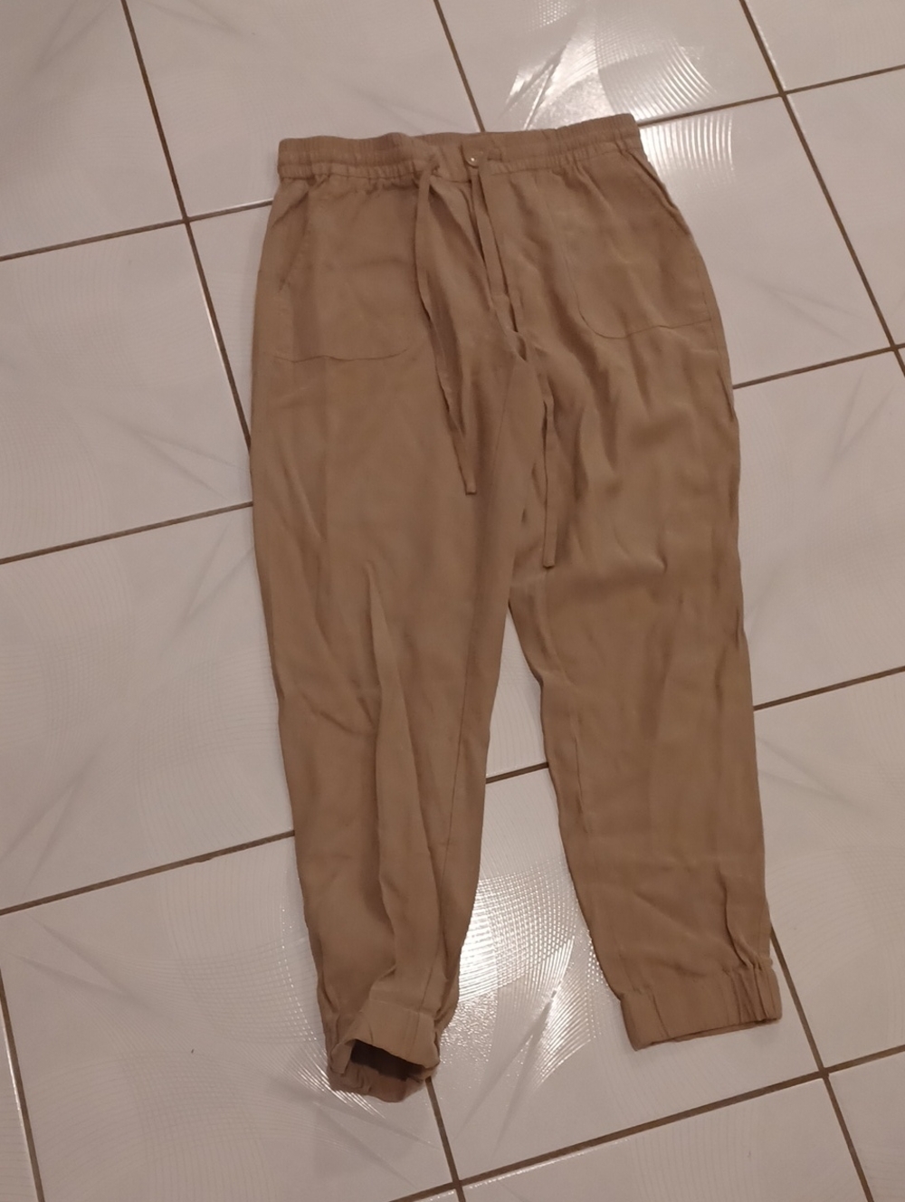 4/$60 Casual Drawstring Tan Pants - Size Medium